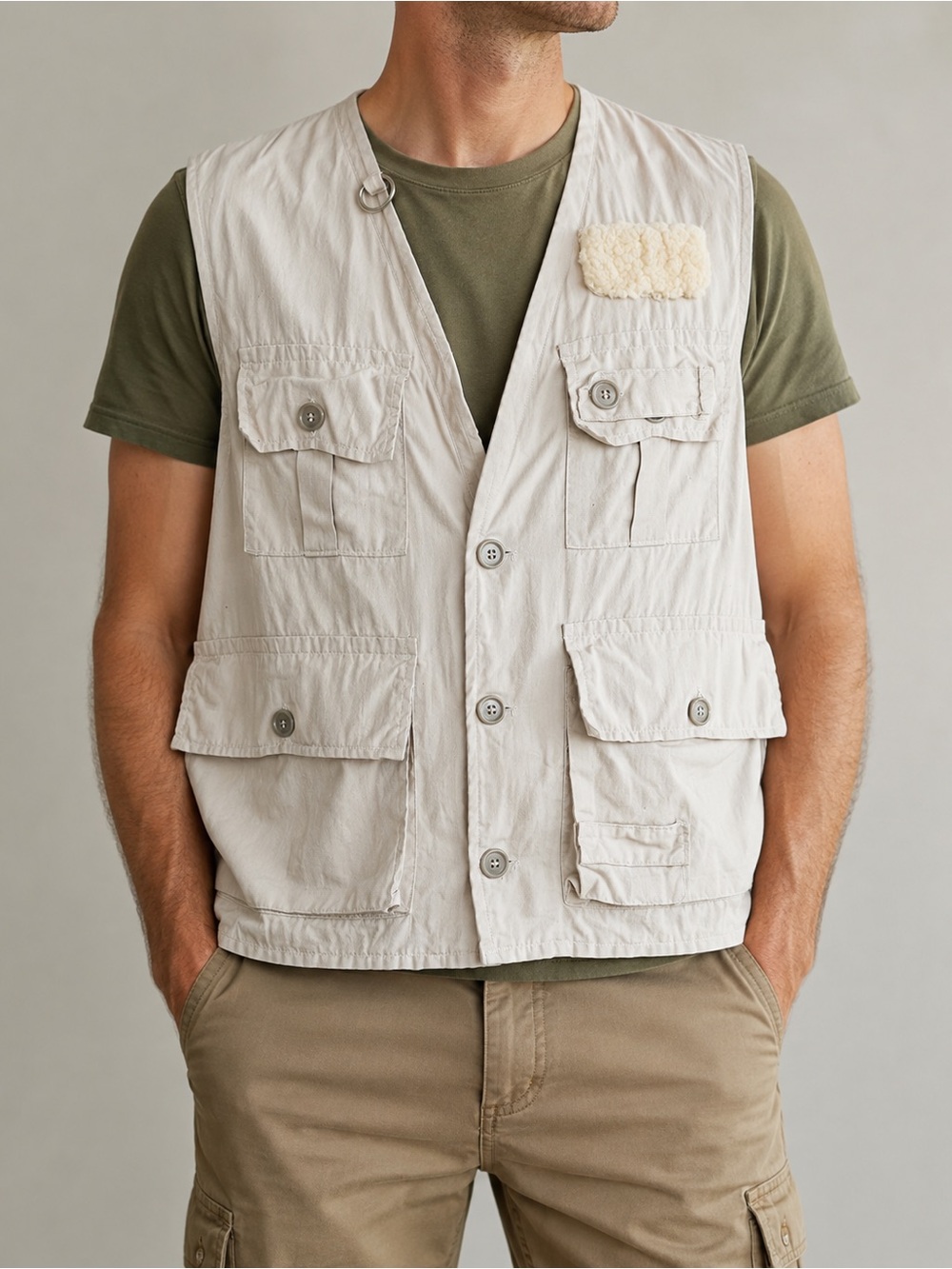 Vintage World Famous Fishing Vest Large Cotton Multi Pocket Utility Hong Kong